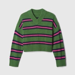 New With Tags Girls‎ Cotton Blend Oversized V-Neck Sweater